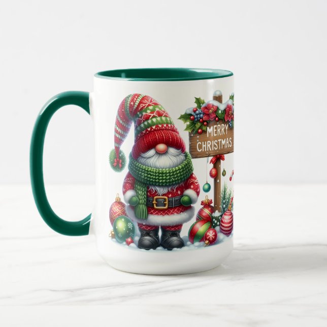 Caneca Cozy Christmas Gnome Art – Festive Holiday (Esquerda)