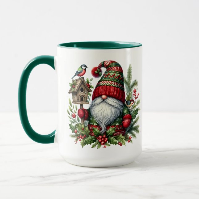 Caneca Cozy Christmas Gnome Art – Festive Holiday (Esquerda)