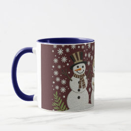 Caneca Cozy Embroidered Snowman Winter Mug