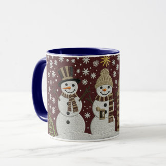 Caneca Cozy Embroidered Snowman Winter Mug