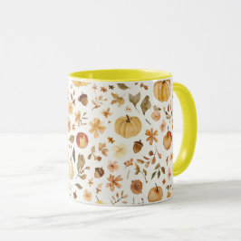 Caneca Cozy Fall Harvest Watercolor Mug | Autumn Pumpkin