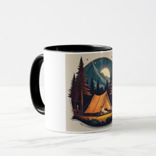 Caneca Cozy Night Camping Scene Mug com Tent e Moonlig