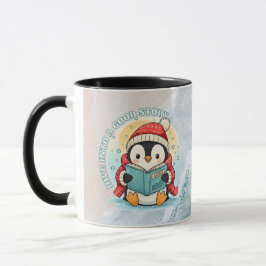 Caneca Cozy Reading Penguin Winter Coffee Tea Mug