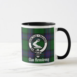 Caneca Crachá Armstrong Clan Crest e Tartan Mug