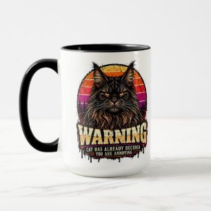 Caneca Crachá de Alerta do Maine Coon Laranja Retrô