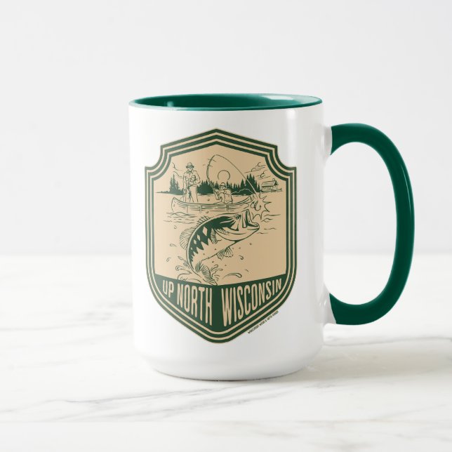 Caneca Crachá de Pesca Norte de Wisconsin (Direita)