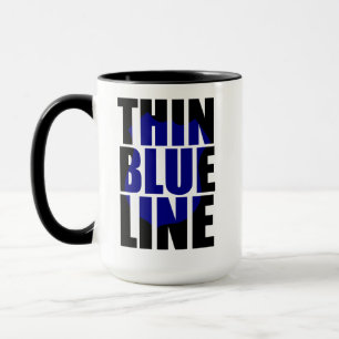 Caneca Crachá de Suporte Policial de Linha Azul-Thin