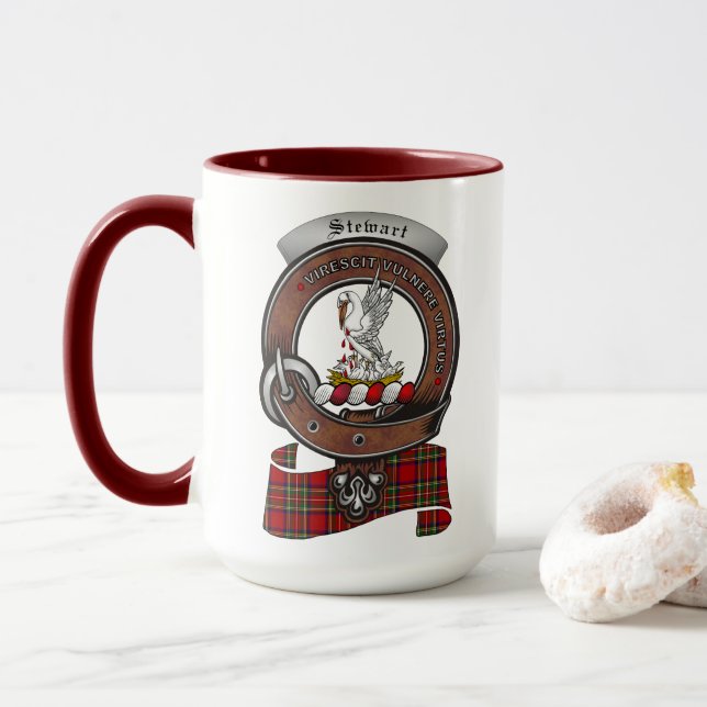 Caneca Crachá Stewart Clan Combo 15oz Mug (Com Donut)