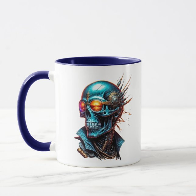 Caneca Crâne mécanique au style cyberpunk. (Esquerda)