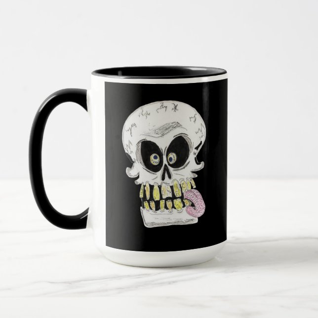 Caneca crânio bobo esqueleto rosto (Esquerda)