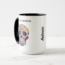 Caneca Crânio Colorido do Dia de los Muertos