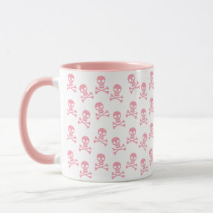 Caneca Crânio Cor-De-Rosa E Crossbones