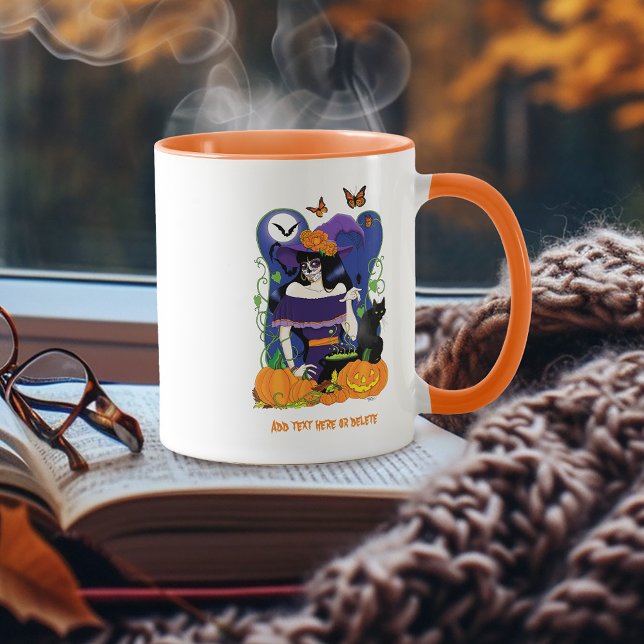 Caneca Crânio de Açúcar de Bruxas do Halloween (Criador carregado)