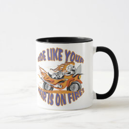 Caneca Crânio de Motocicleta Flaming