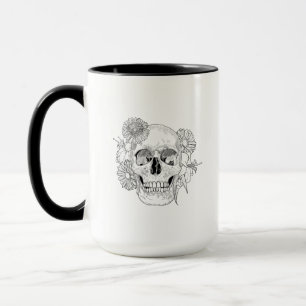 Caneca Crânio e flores inspirados