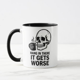 Caneca Crânio Engraçado Aguente Firme, Fica Pior