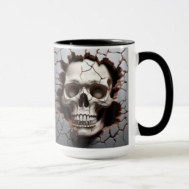 Caneca Crânio humano numa parede rachada (Direita)