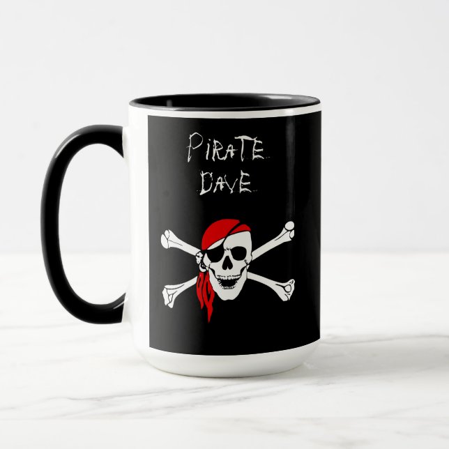 Caneca Crânio Pirata Personalizado Crossbones Café Mug (Esquerda)