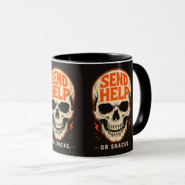 Caneca Crânio Retro Divertido Envie Ajuda Ou Lanches