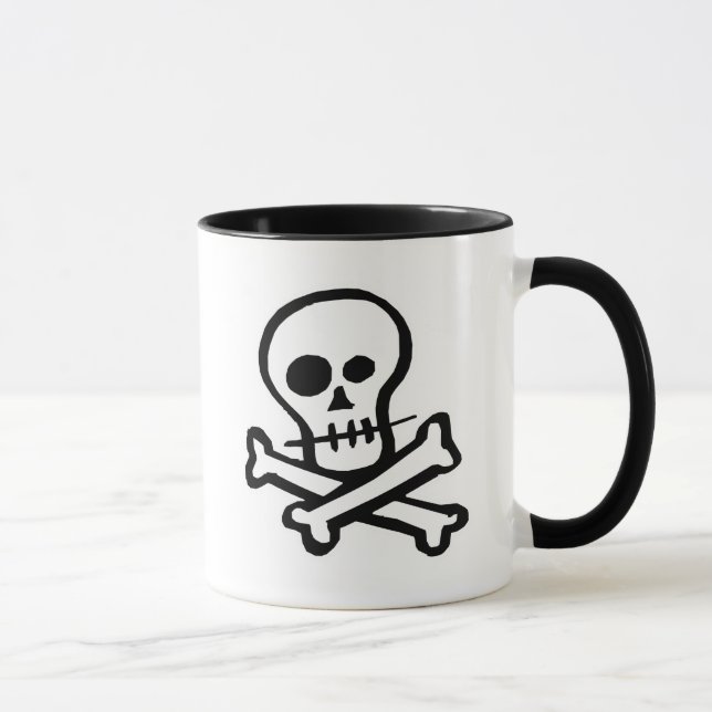 Caneca Crânio simples & Crossbones de B&W (Direita)