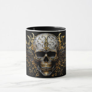 Caneca Crânio Tribal Itriciado em Ouro