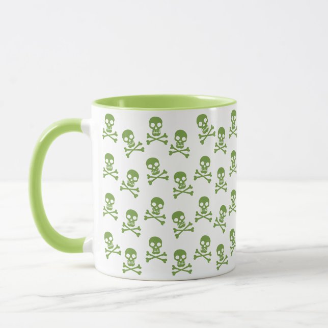 Caneca Crânio Verde E Crossbones (Esquerda)