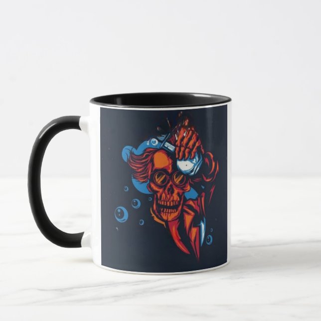Caneca 🔥 Crânio vermelho artístico (Esquerda)