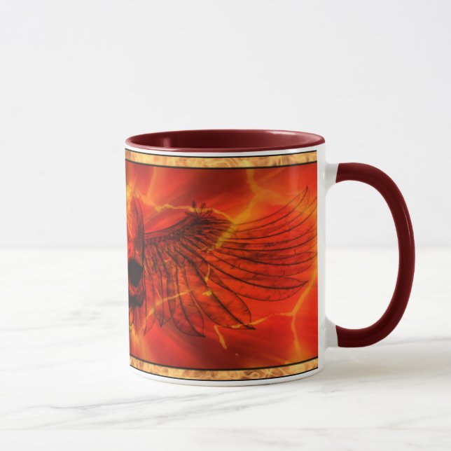 Caneca Crânio voado da lava explosão vermelha (Direita)