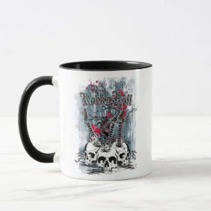 Caneca Crânios de Guitarra Rock n Roll