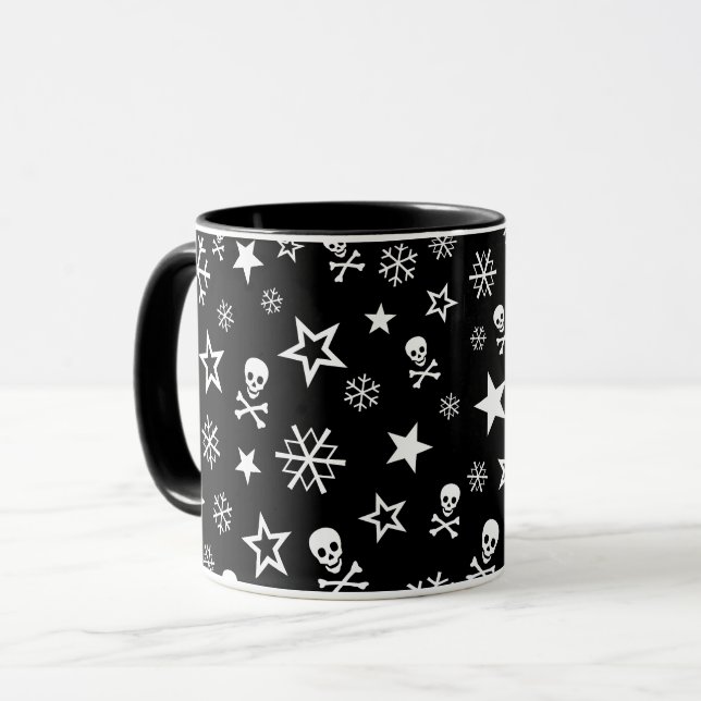 Caneca Crânios e flocos de neve (Frente Esquerda)