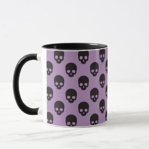 Caneca Crânios Pretos no Halloween Puro-Claro