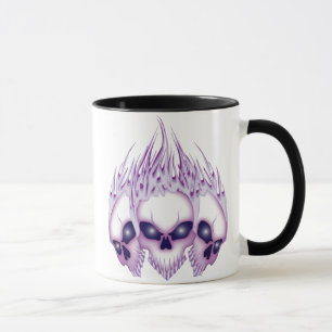 Caneca Crânios roxos flamejantes