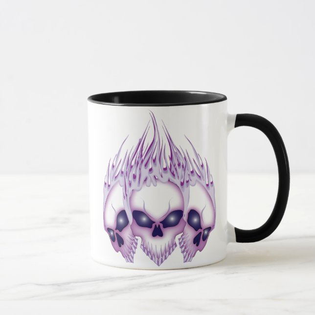 Caneca Crânios roxos flamejantes (Direita)