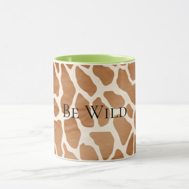 Caneca Cream Brown Safari Giraffe Animal Print (Centro)