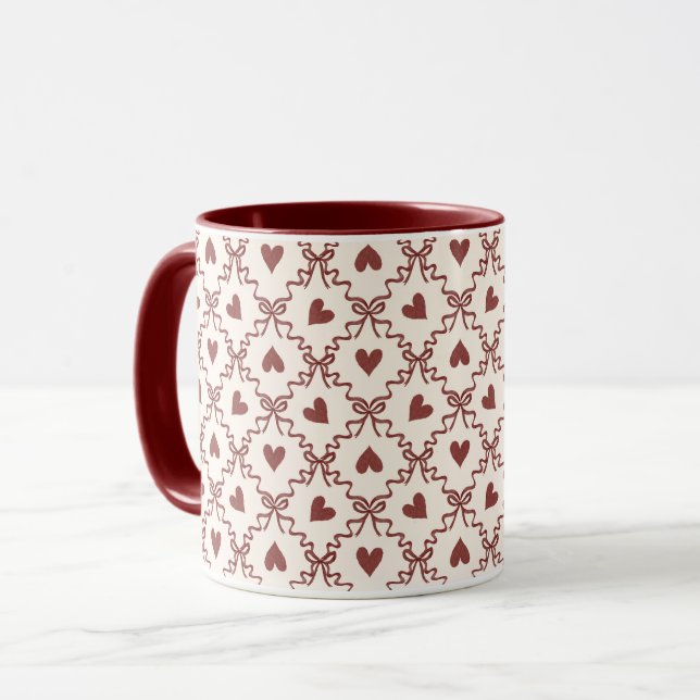Caneca Cream Red Hearts Valentine's Day Love (Frente Esquerda)