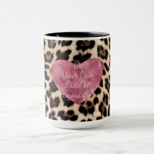 Caneca Creamy Brown Black Leopard Heart Beauful