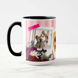 Caneca Create Your Own 3 Photo Collage Family Pink Mug