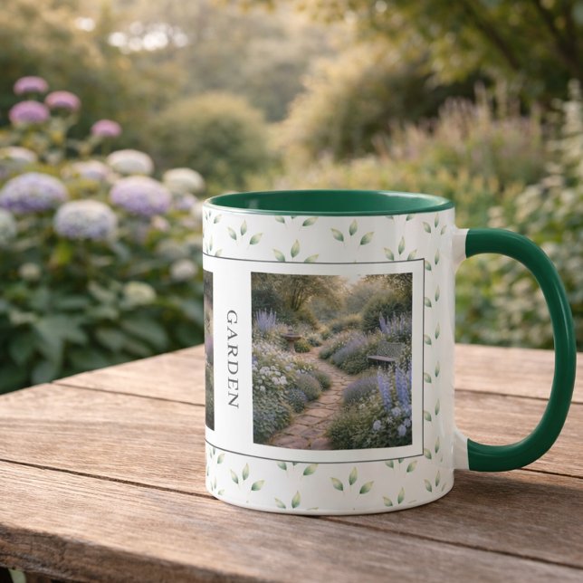 Caneca Create your own garden photos monogrammed (Create your own garden photos monogrammed mug. You can add your own photos, name and text.)