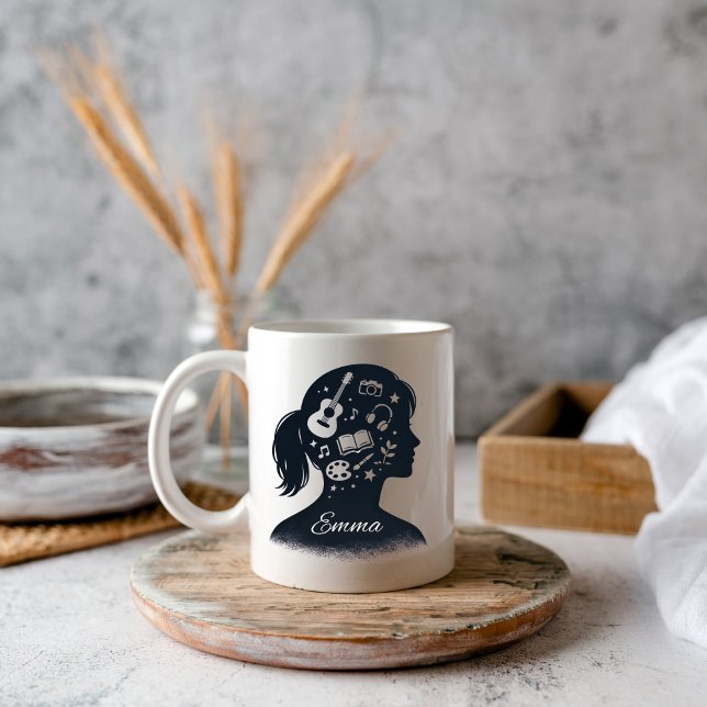 Caneca Creative Mind Silhouette | Personalized Artistic  (Criador carregado)