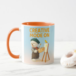 Caneca Creative Mode On: Painter Bichon Dog Artist Art