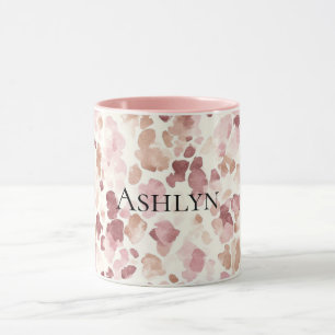Caneca Creme cor-de-rosa Chocolate Castanho Abstrato Leop