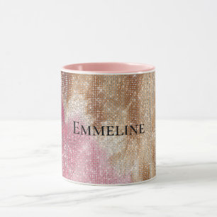 Caneca Creme cor-de-rosa-farelo, cochicho Dourado