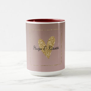 Caneca Creme de Cacau Castanho Ombre Dourado Coração Lu