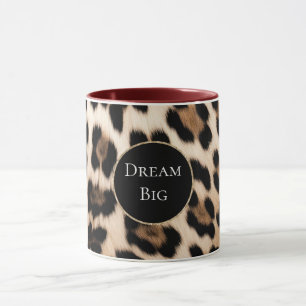 Caneca Creme Leopard Animal Glitter