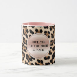 Caneca Creme Preto-Castanho-Leopardo-Esbranquiçado Rosa