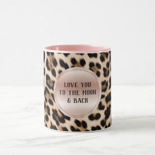 Caneca Creme Preto-Castanho-Leopardo-Esbranquiçado Rosa