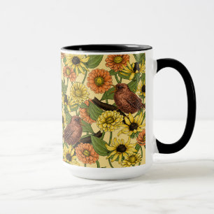 Caneca Crenças e flores em amarelo pálido
