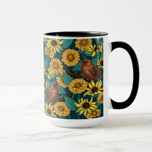 Caneca Crenças e flores em azul escuro