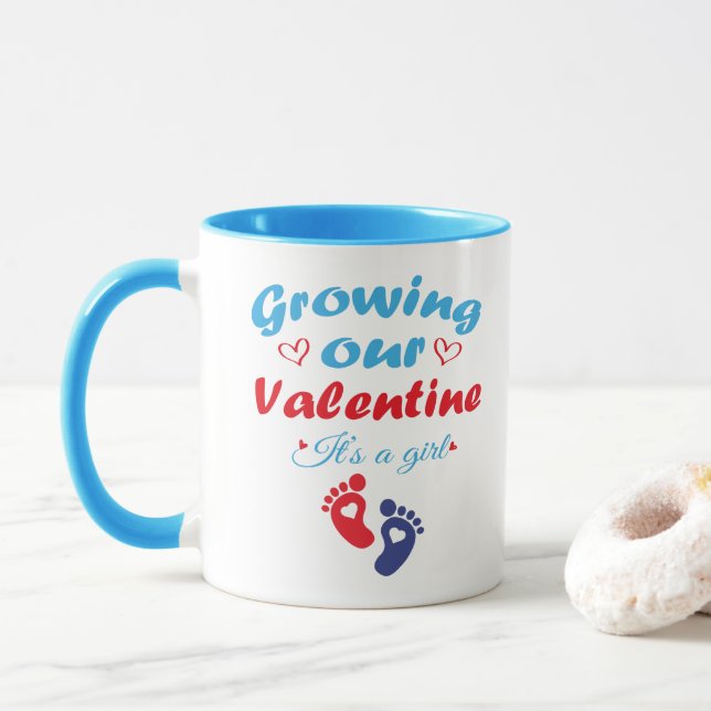 Caneca Crescendo Nosso Valentim É Uma Menina Nova Gravide (Com Donut)