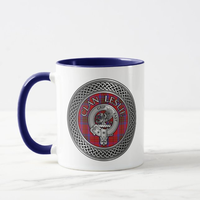 Caneca Crest e Nó de Tartan do Clã Leslie (Esquerda)